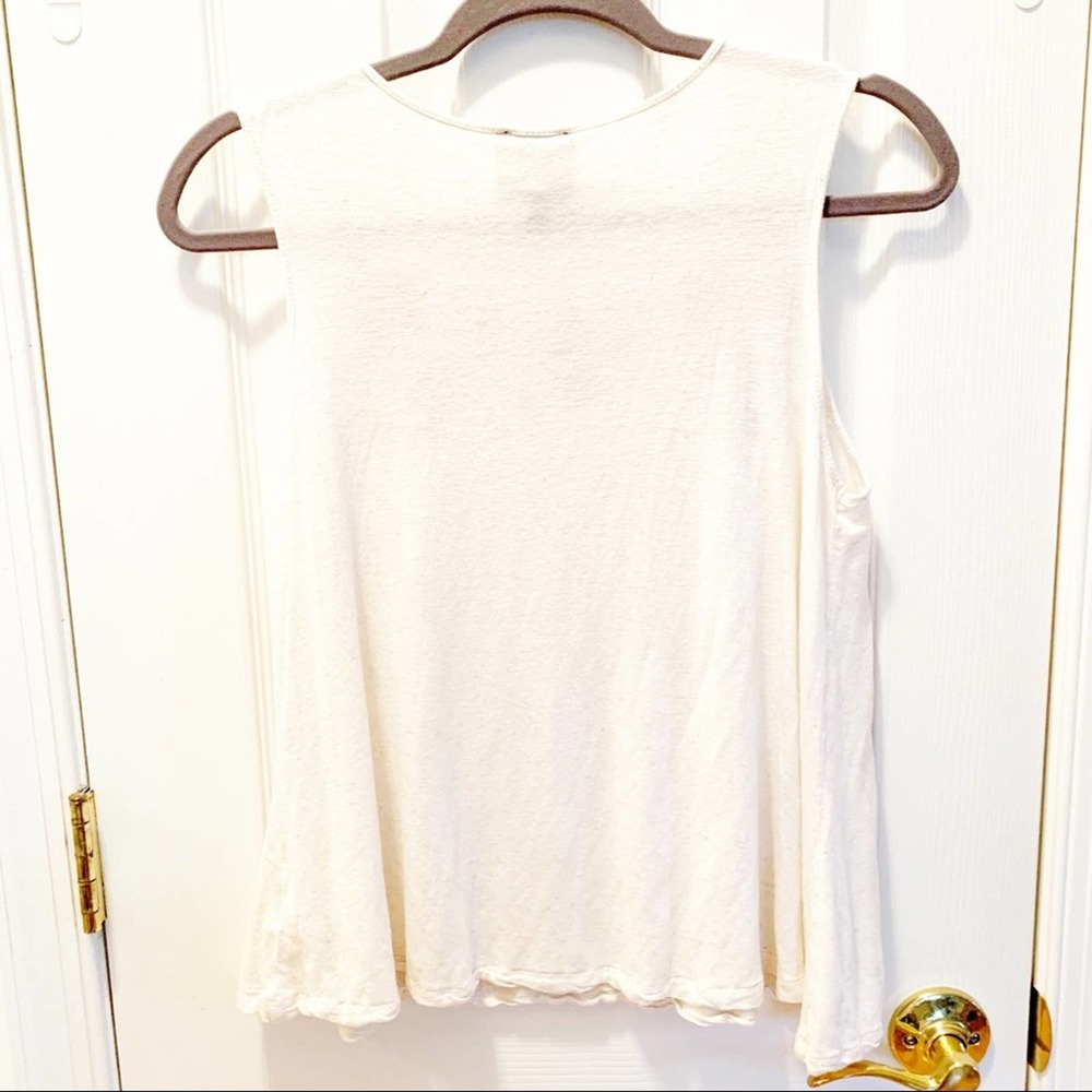 Anthropologie W5 Cream Floral Embroidered Tank Top - Picture 3 of 5